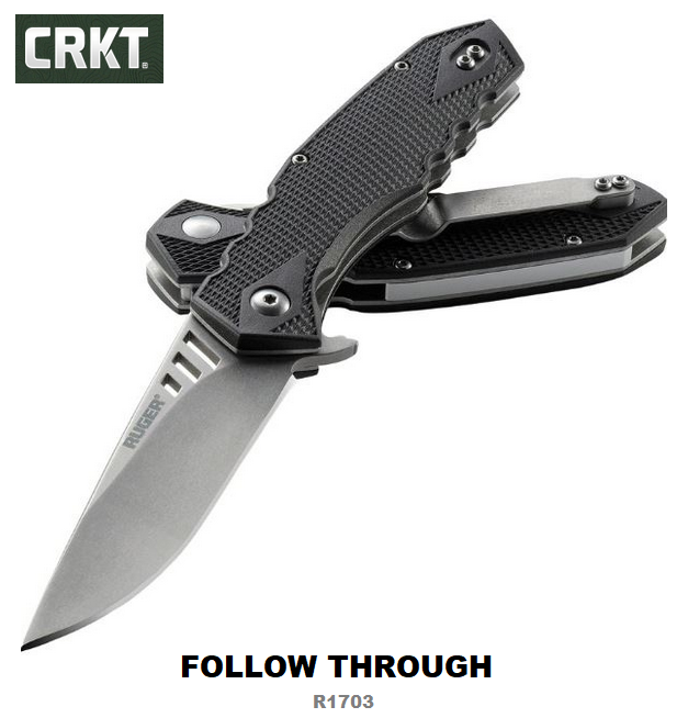 Ruger Follow Through Compact Flipper Folding Knife, GFN Black, R1703